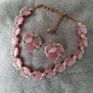 Vintage BSK necklace with matching clip on earrings